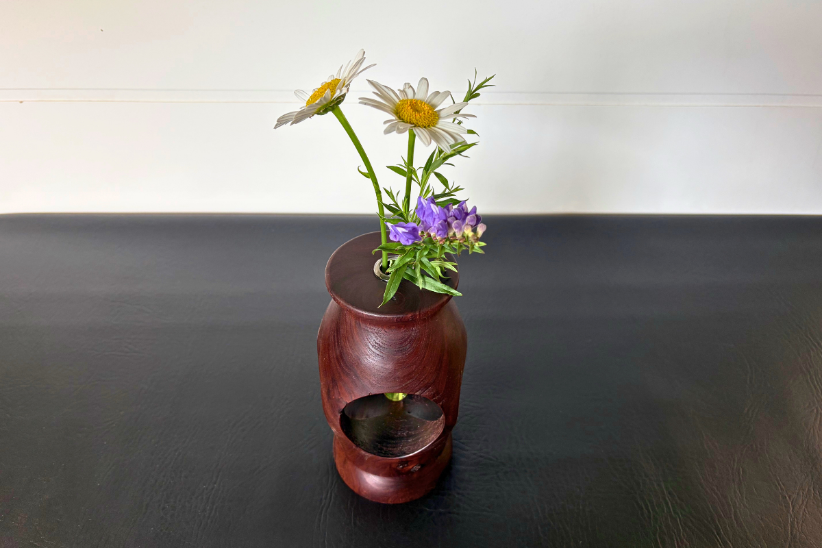 Handcrafted Walnut Open-View Bud Vase 4" x 4" x 7"