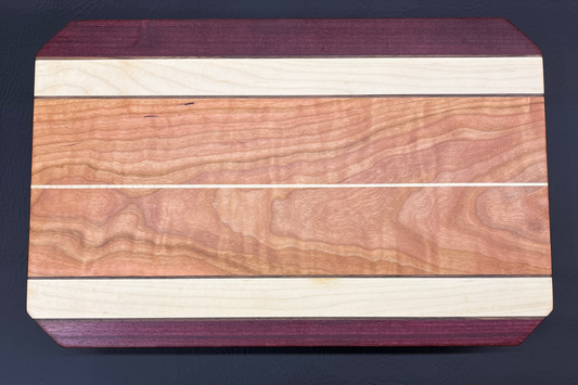 Cherry, Maple, Purple Hear and Walnut Cutting Board 10.5" x 16" x .75"