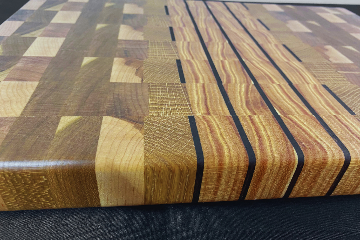 End Grain Ambrosia Maple, Cherry, White Oak & Kentucky Coffee Bean & Peruvian Walnut Accents Cutting Board - 11.25" x 16" x 1.25"