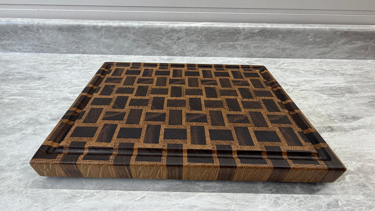 Black Walnut & White Oak End Grain Basketweave Pattern 11-1/4" x 15-1/2" x 1-1/4"