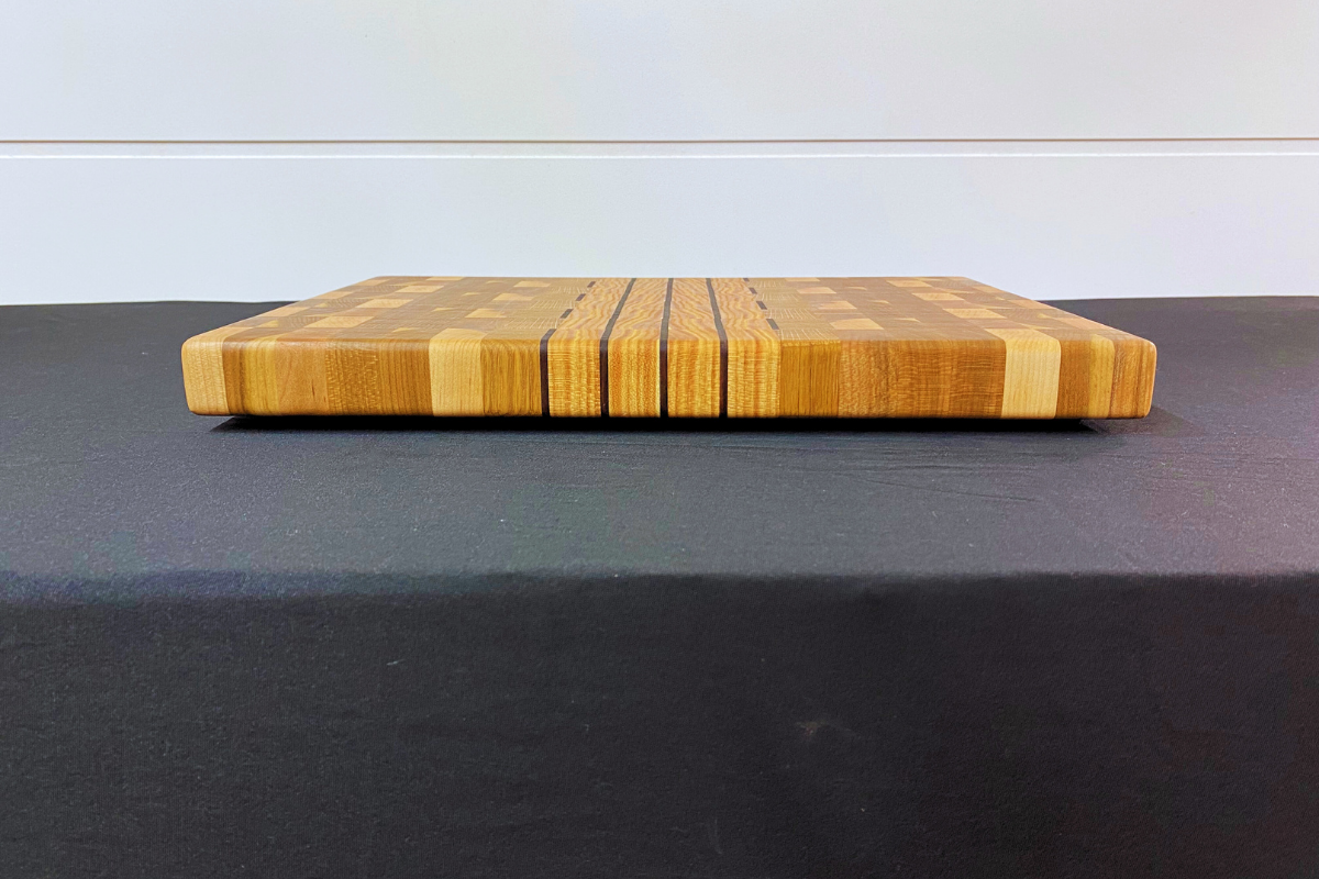 End Grain Ambrosia Maple, Cherry, White Oak & Kentucky Coffee Bean & Peruvian Walnut Accents Cutting Board - 11.25" x 16" x 1.25"