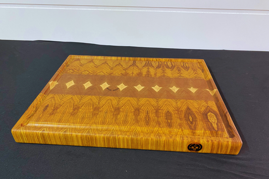 End Grain Canary Wood & Cherry Cutting Board - 12.25" x 16" x 1.375"