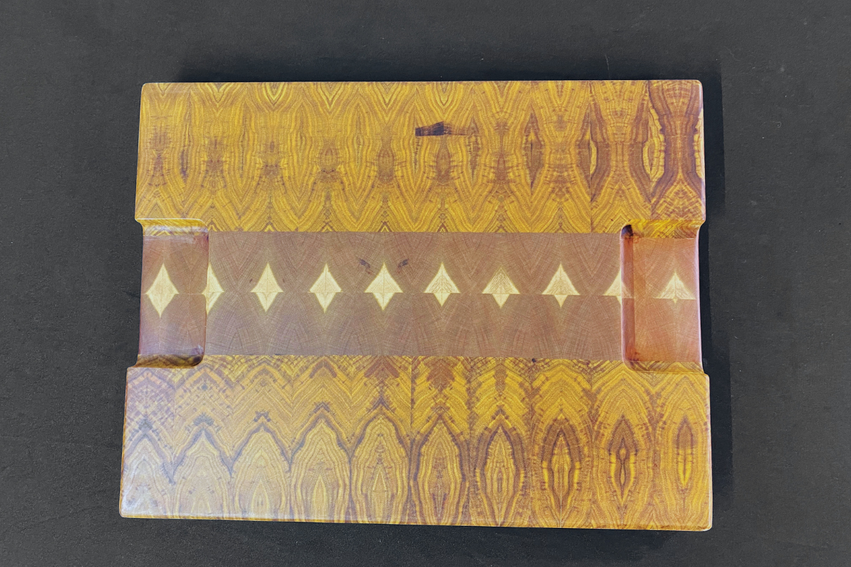 End Grain Canary Wood & Cherry Cutting Board - 12.25" x 16" x 1.375"