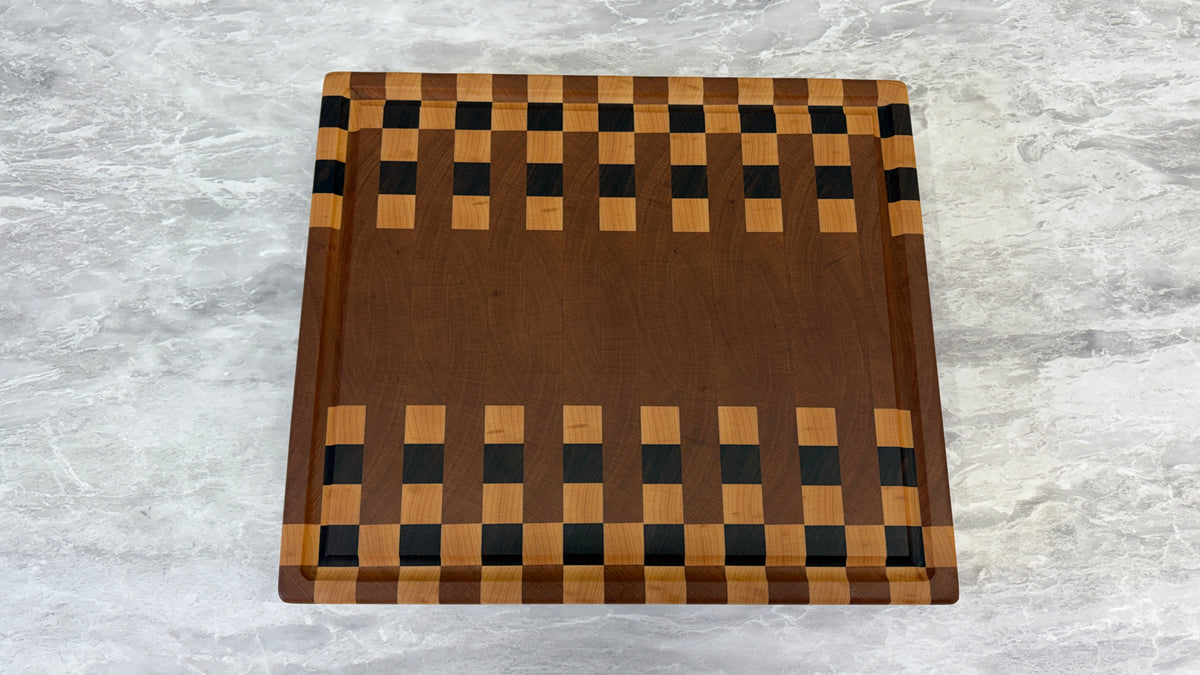 Cherry, Maple & Walnut End Grain Cutting Board 11-1/2" x 13-1/4" x 1-1/4"