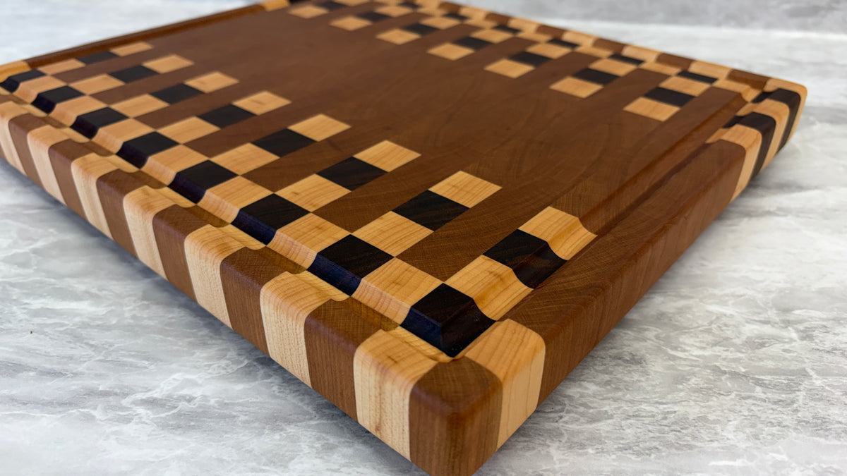 Cherry, Maple & Walnut End Grain Cutting Board 11-1/2" x 13-1/4" x 1-1/4"